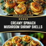 Creamy Spinach Mushroom Shrimp Shells Pin 1