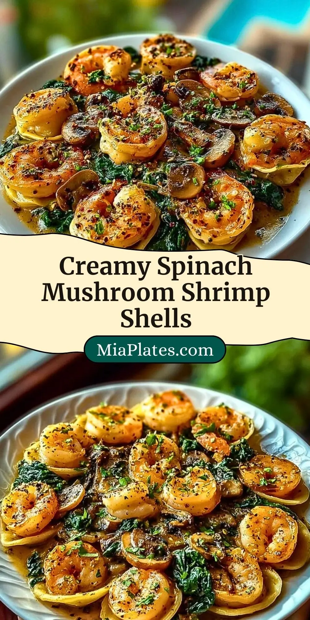 Creamy Spinach Mushroom Shrimp Shells Pin 2