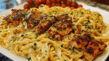Creamy Velveeta Chicken Linguine with Mozzarella Garlic Sauce 1