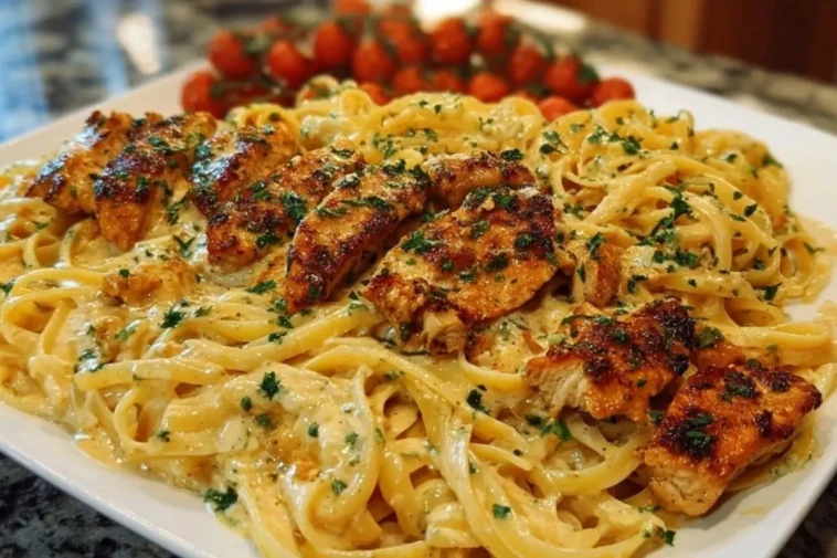Creamy Velveeta Chicken Linguine with Mozzarella Garlic Sauce 1