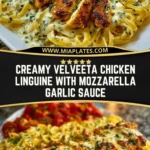 Creamy Velveeta Chicken Linguine with Mozzarella Garlic Sauce Pin