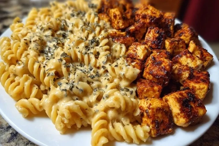 Creamy Velveeta Chicken Rotini Pasta with Mozzarella Garlic Cheese Sauce