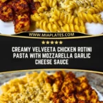 Creamy Velveeta Chicken Rotini Pasta with Mozzarella Garlic Cheese Sauce Pin 1