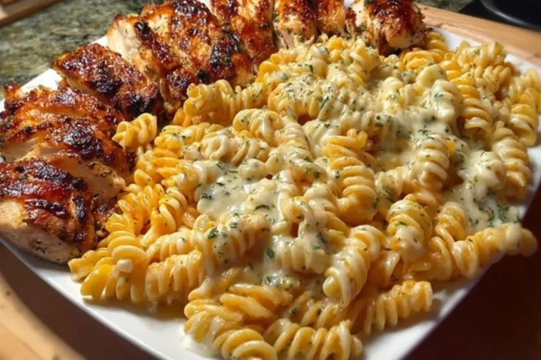 Creamy Velveeta Chicken Rotini with Mozzarella Garlic Sauce 1