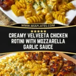 Creamy Velveeta Chicken Rotini with Mozzarella Garlic Sauce Pin