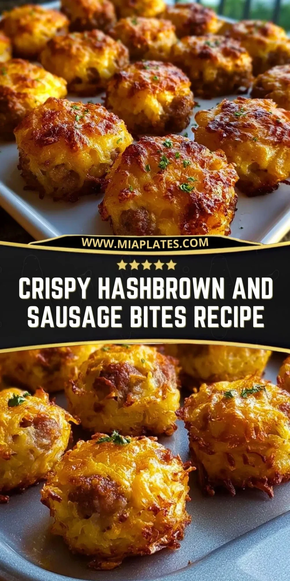 Crispy Hashbrown and Sausage Bites Recipe Pin 1