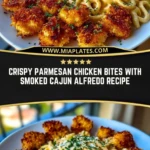 Crispy Parmesan Chicken Bites with Smoked Cajun Alfredo Recipe Pin 1