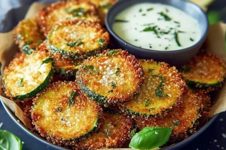 Crispy Zucchini Chips with Basil Mayo