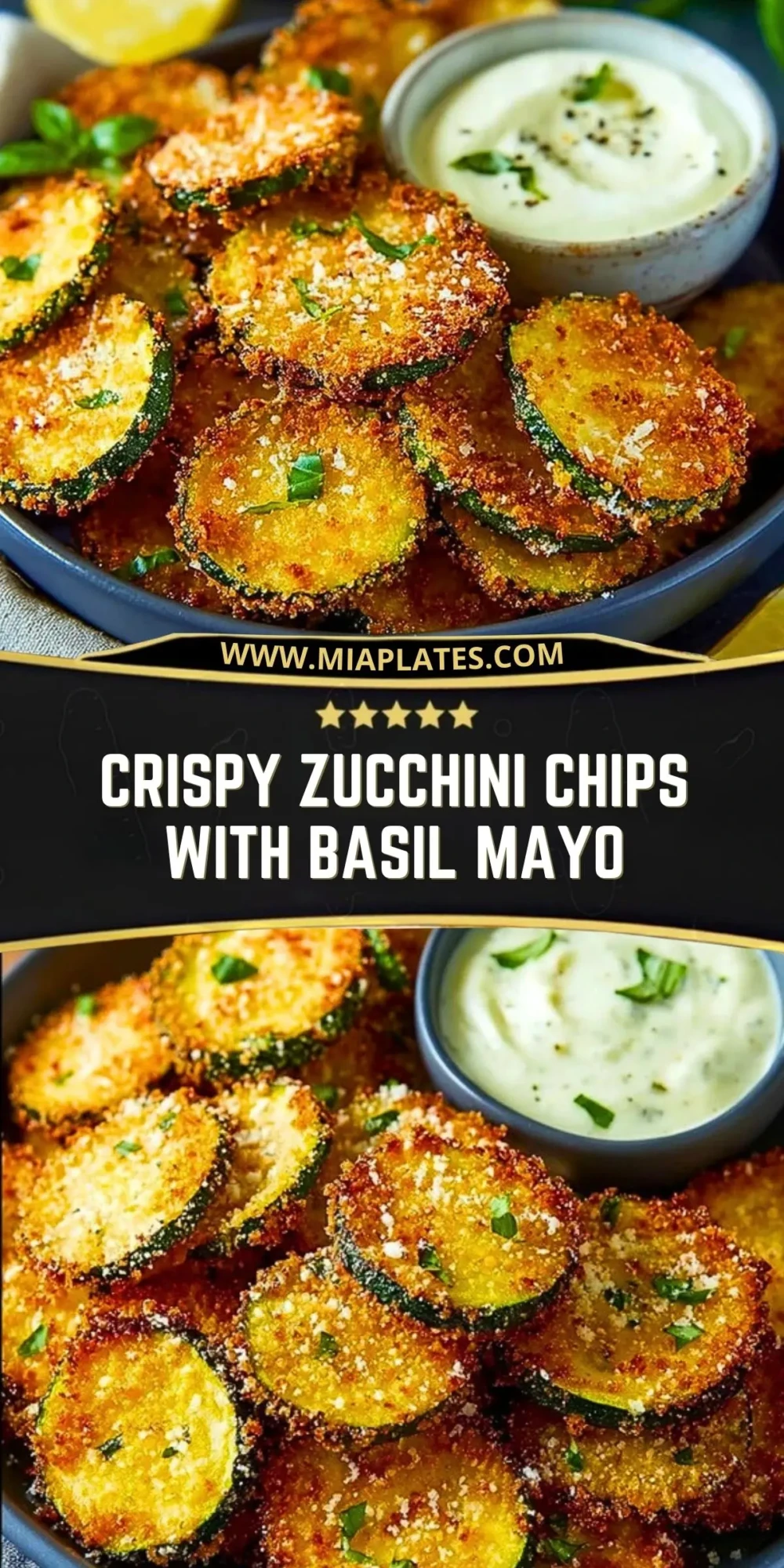 Crispy Zucchini Chips with Basil Mayo Pin 1