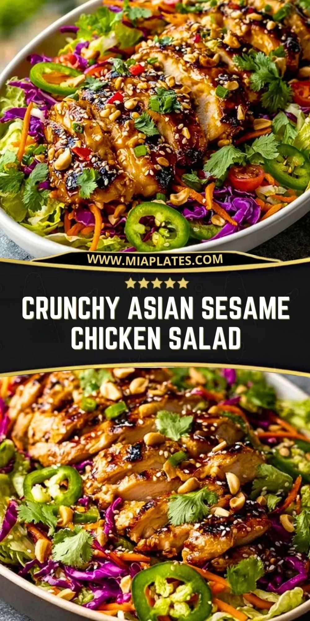 Crunchy Asian Sesame Chicken Salad Pin 1