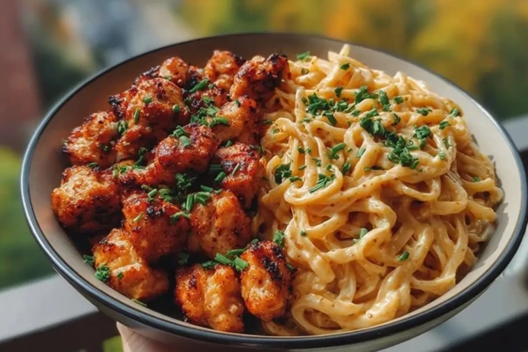 Easy Garlic Butter Chicken Bites with Spicy Cajun Alfredo Recipe 1