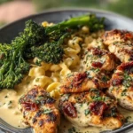 Easy Garlic-Parmesan Chicken Bites Recipe with Sun-Dried Tomato Cajun Alfredo & Charred Broccolini 1