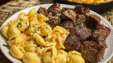 Garlic Butter Steak Bites & Loaded Cheddar Alfredo Shells 3