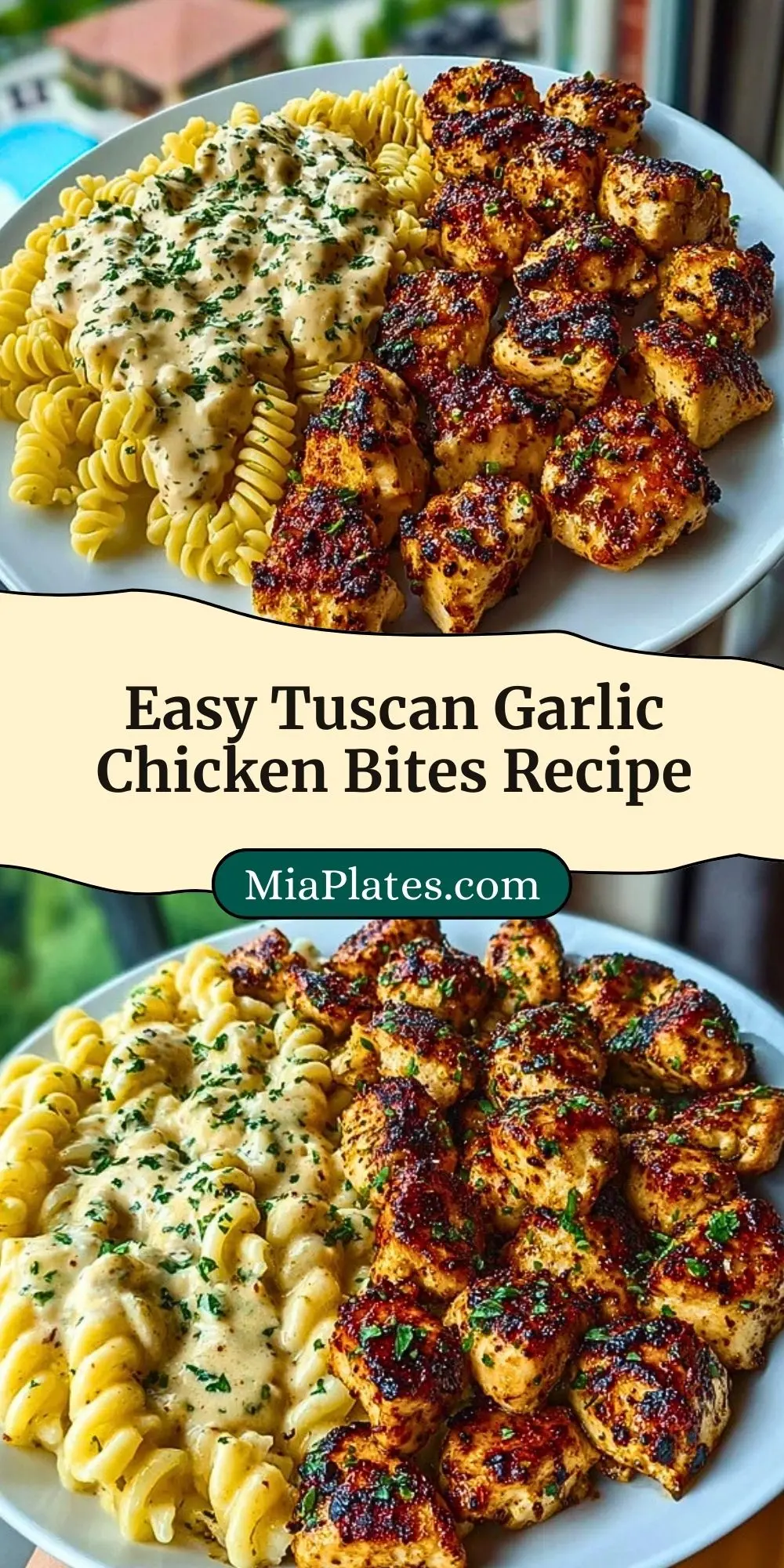 Easy Tuscan Garlic Chicken Bites Recipe Pin 2