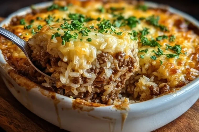 French Onion Ground Beef and Rice Casserole 1