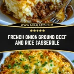 French Onion Ground Beef and Rice Casserole Pin