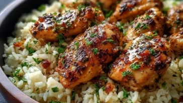 Garlic Butter Chicken Served with Parmesan Rice 1
