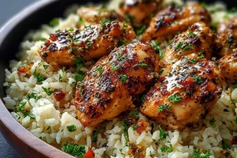 Garlic Butter Chicken Served with Parmesan Rice 1