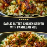 Garlic Butter Chicken Served with Parmesan Rice Pin 1