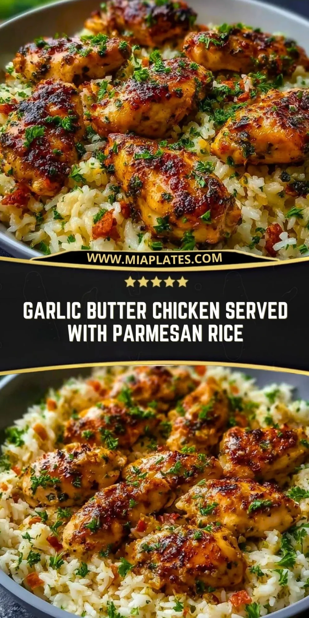 Garlic Butter Chicken Served with Parmesan Rice Pin 1