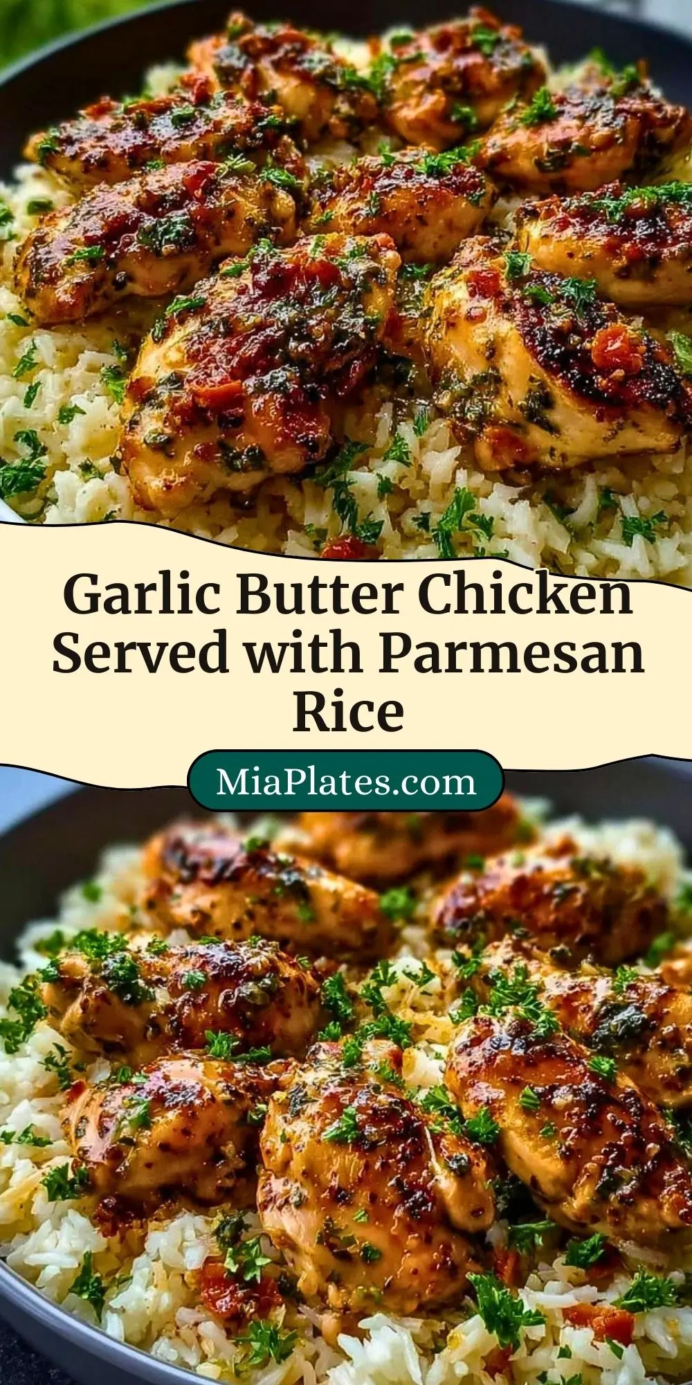 Garlic Butter Chicken Served with Parmesan Rice Pin 2