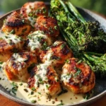 Garlic-Parmesan Chicken Bites with Sun-Dried Tomato Cajun Alfredo & Charred Broccolini 1