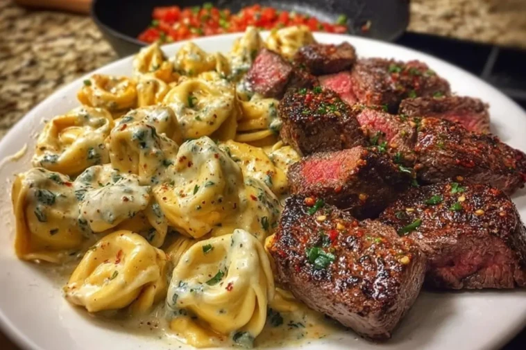 Garlic Steak & Cheese-Filled Tortellini Skillet 1
