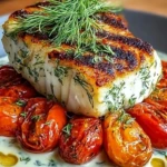 Grilled Cod with Roasted Tomatoes & Creamy Dill Sauce 1