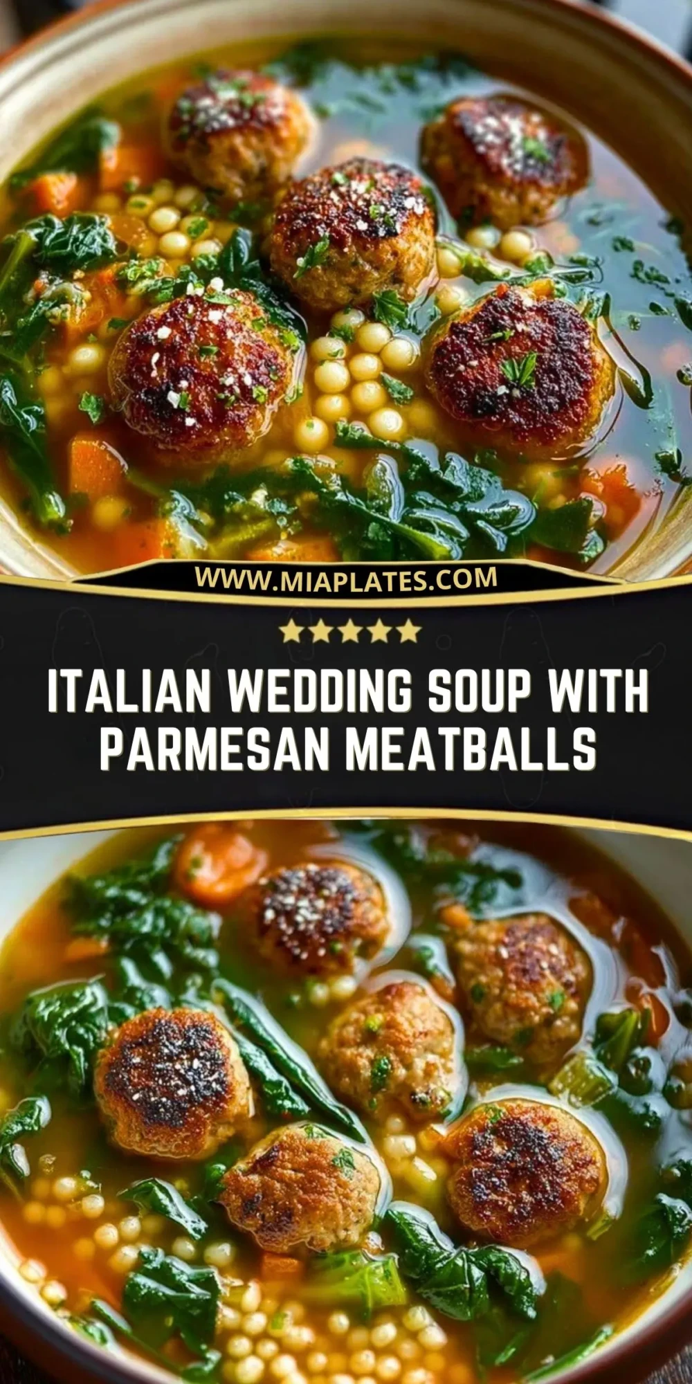 Italian Wedding Soup with Parmesan Meatballs Pin 1