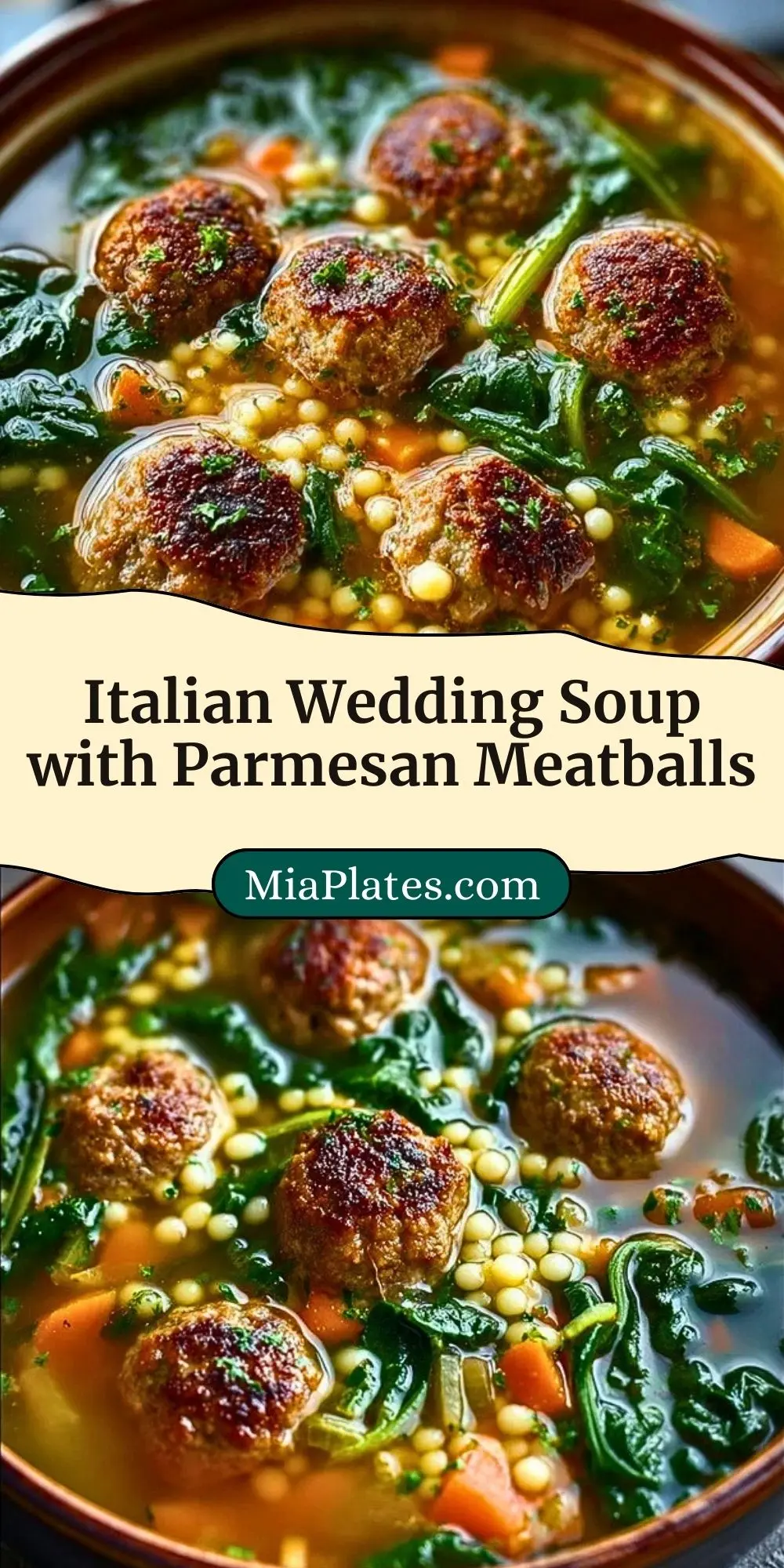 Italian Wedding Soup with Parmesan Meatballs Pin 2