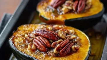 Maple Pecan Roasted Acorn Squash