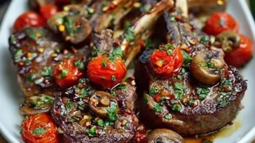 Marinated Greek Lamb Chops with Mushrooms and Tomatoes Recipe 1