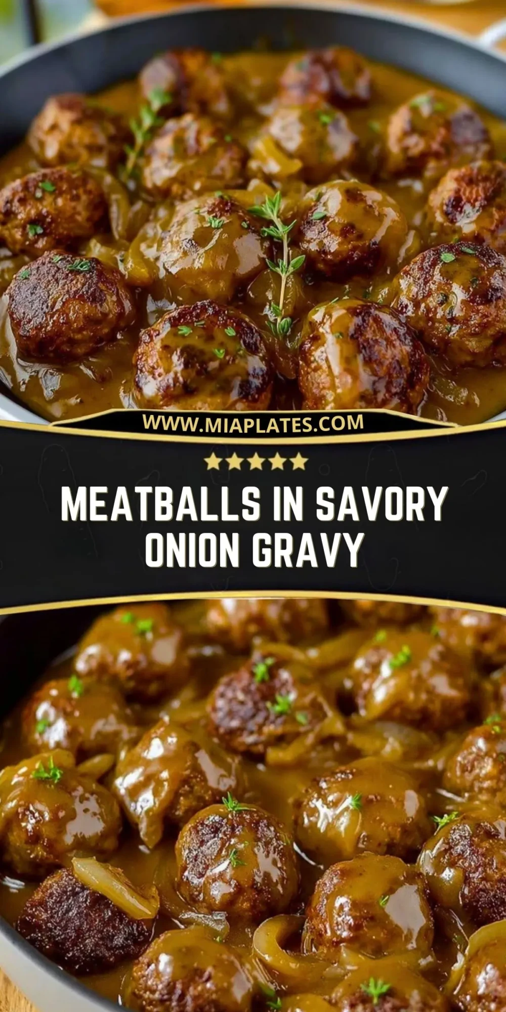 Meatballs in Savory Onion Gravy Pin 1