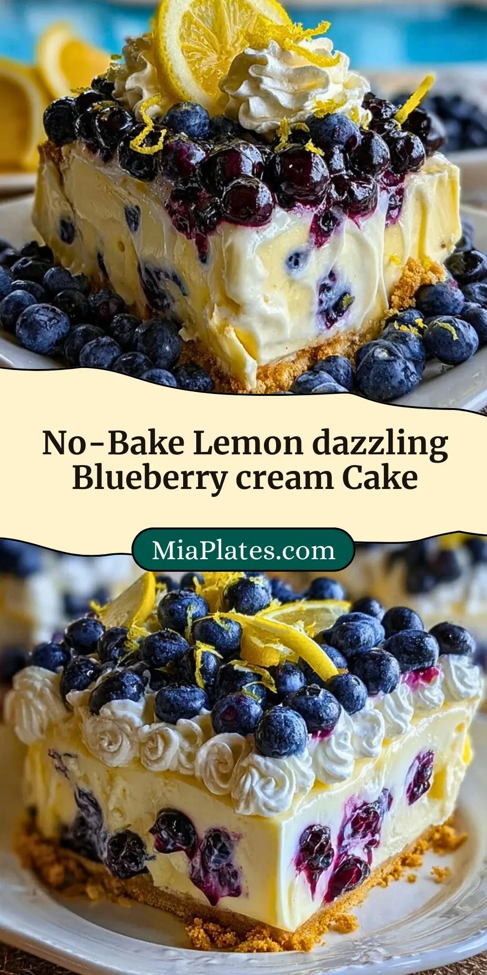 No-Bake Lemon dazzling Blueberry cream Cake Pin 2