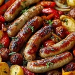One-Pan Roasted Sausages with Peppers & Potatoes