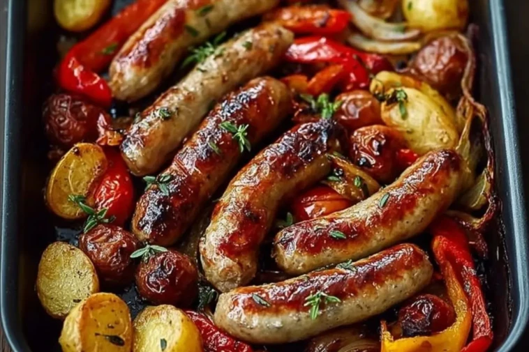 One-Pan Roasted Sausages with Peppers & Potatoes