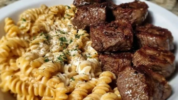 One-Pan Steak Bites & Cheesy Garlic Butter Noodles 1