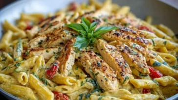 One Pot Creamy Garlic Parmesan Chicken Penne 1