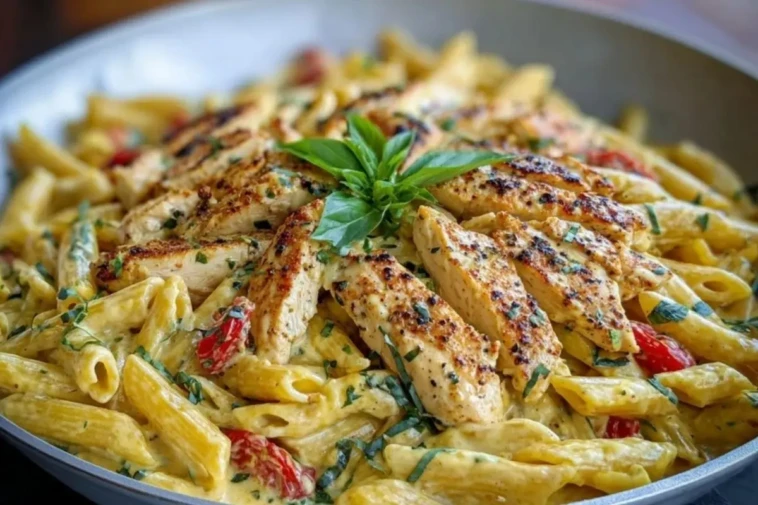One Pot Creamy Garlic Parmesan Chicken Penne 1