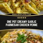 One Pot Creamy Garlic Parmesan Chicken Penne Pin