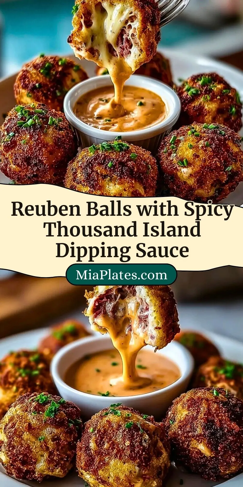 Reuben Balls with Spicy Thousand Island Dipping Sauce Pin 2