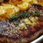 Ribeye Steak with Cheesy Scalloped Potatoes