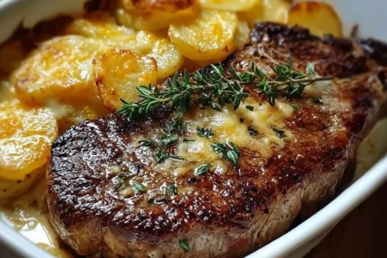 Ribeye Steak with Cheesy Scalloped Potatoes
