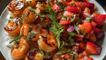 Saucy Lemon Herb Shrimp with Strawberry-Basil Salsa 1