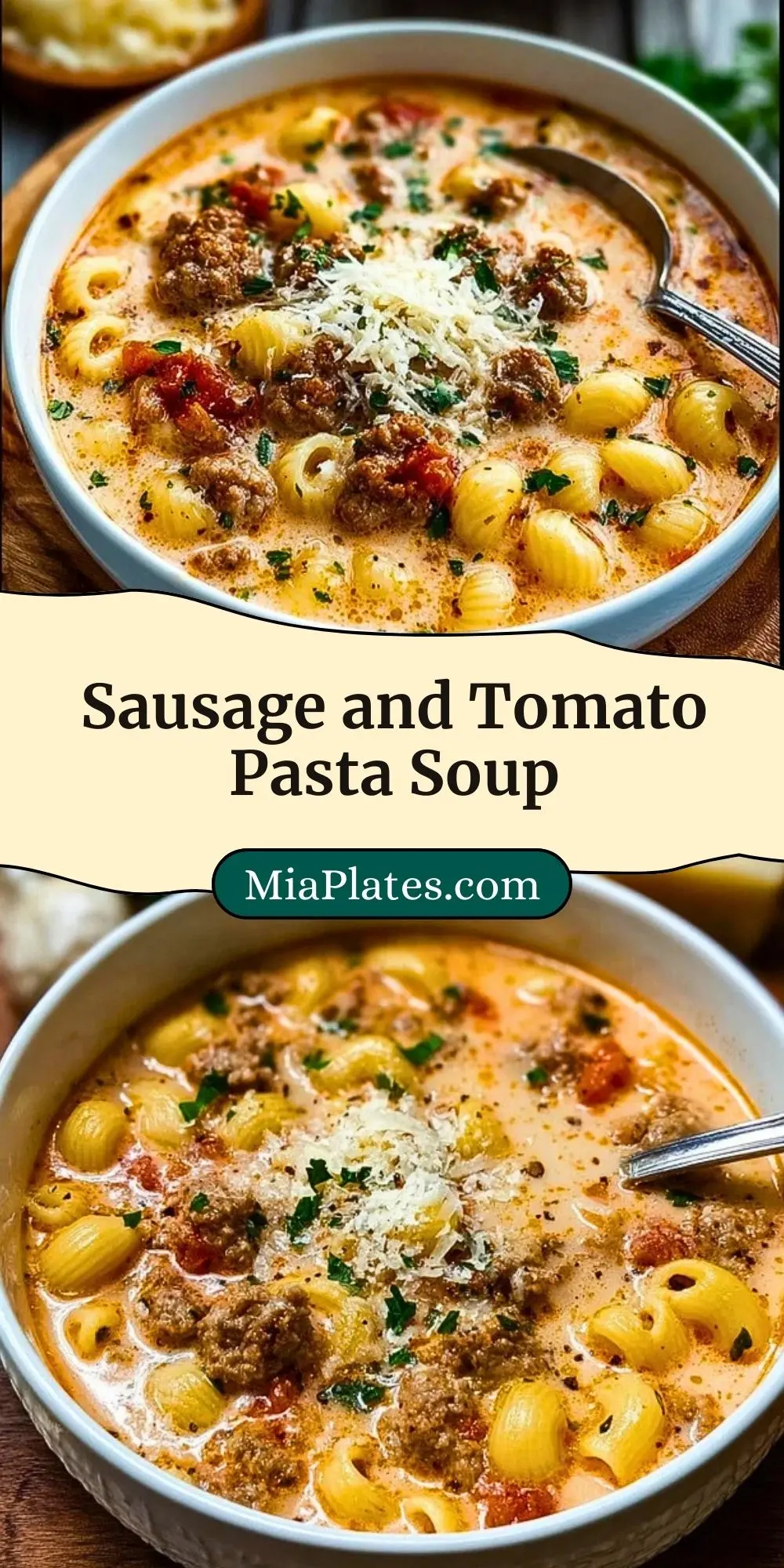 Sausage and Tomato Pasta Soup Pin 2