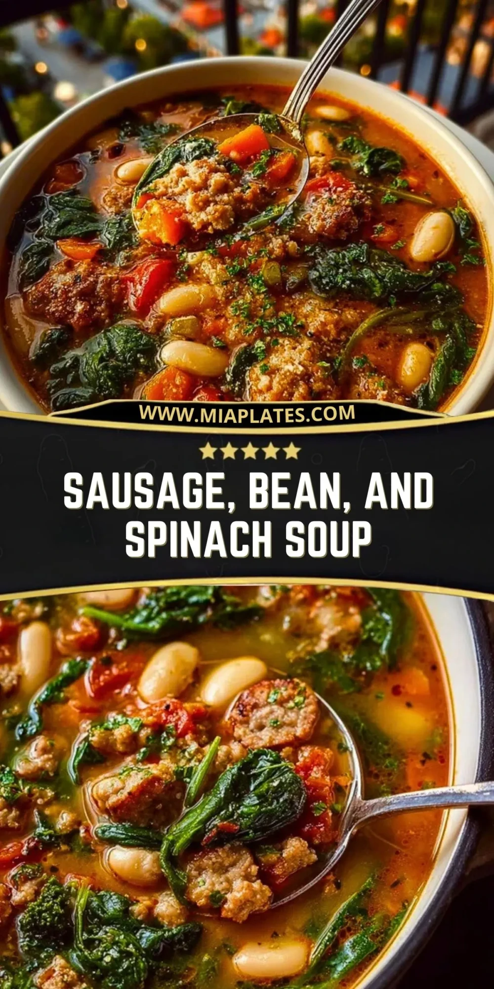 Sausage, Bean, and Spinach Soup Pin 1
