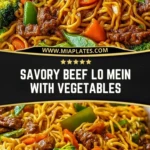 Savory Beef Lo Mein with Vegetables Pin 1