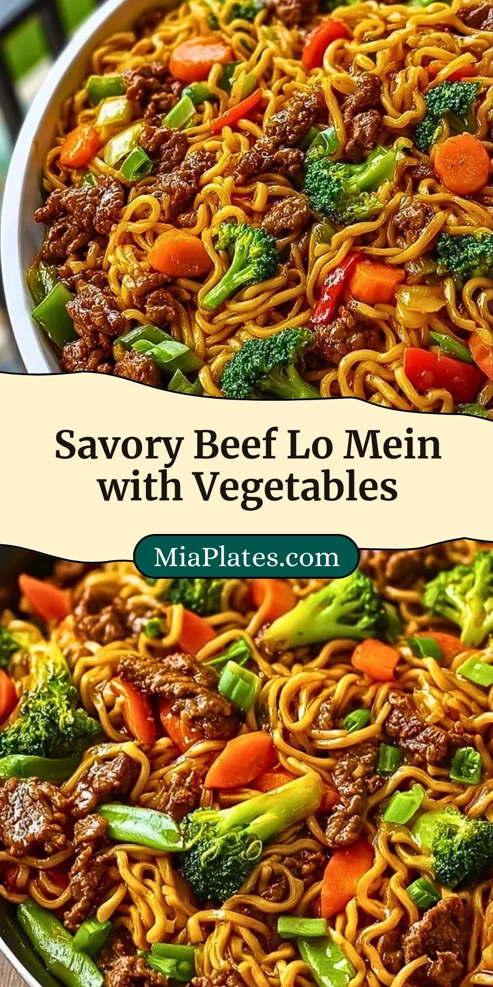 Savory Beef Lo Mein with Vegetables Pin 2
