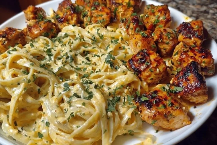 Savory Cajun Chicken and Creamy Garlic Parmesan Linguine