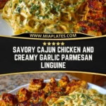 Savory Cajun Chicken and Creamy Garlic Parmesan Linguine Pin 1